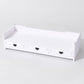 White 3 drawer desktop rack with heart cutout drawer fronts in one row, front angled view