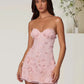 Floral embroidery strapless dress shown flat on a clean studio background
