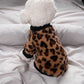 Pullover dog sweater in soft leopard fleece shown from the side