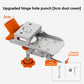 Upgraded hinge hole punch with a 3 cm orange dust cover, plus wrench, small bit, ring and hex key