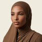 Modal cotton headscarf wrap draped to show length and the smooth fall of the breathable jersey knit