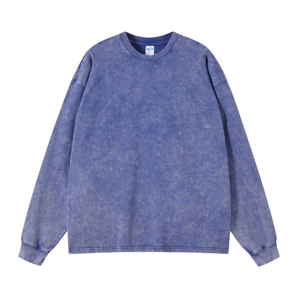 Washed heavyweight oversized long sleeve tee in dark gray hanging from the front