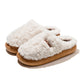 Pair of white plush slippers with thick EVA sole, EU 40-41 option