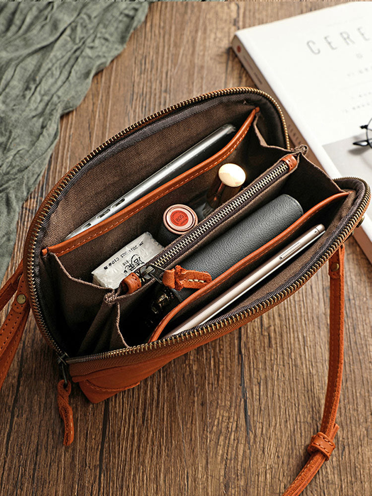 Retro Leather Women's Shoulder Bag | scale reference with hand