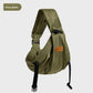 Detail of the stitching, buckle hardware and adjustment webbing on the sling