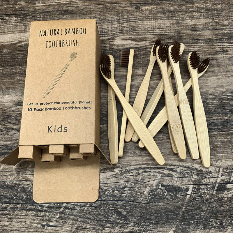 Soft-bristled bamboo toothbrush set | evening warm ambience styling