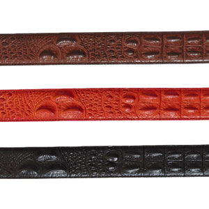 Crocodile leather belt side profile showing strap thickness and edge