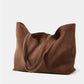 Sandblasted leather single-shoulder tote bag