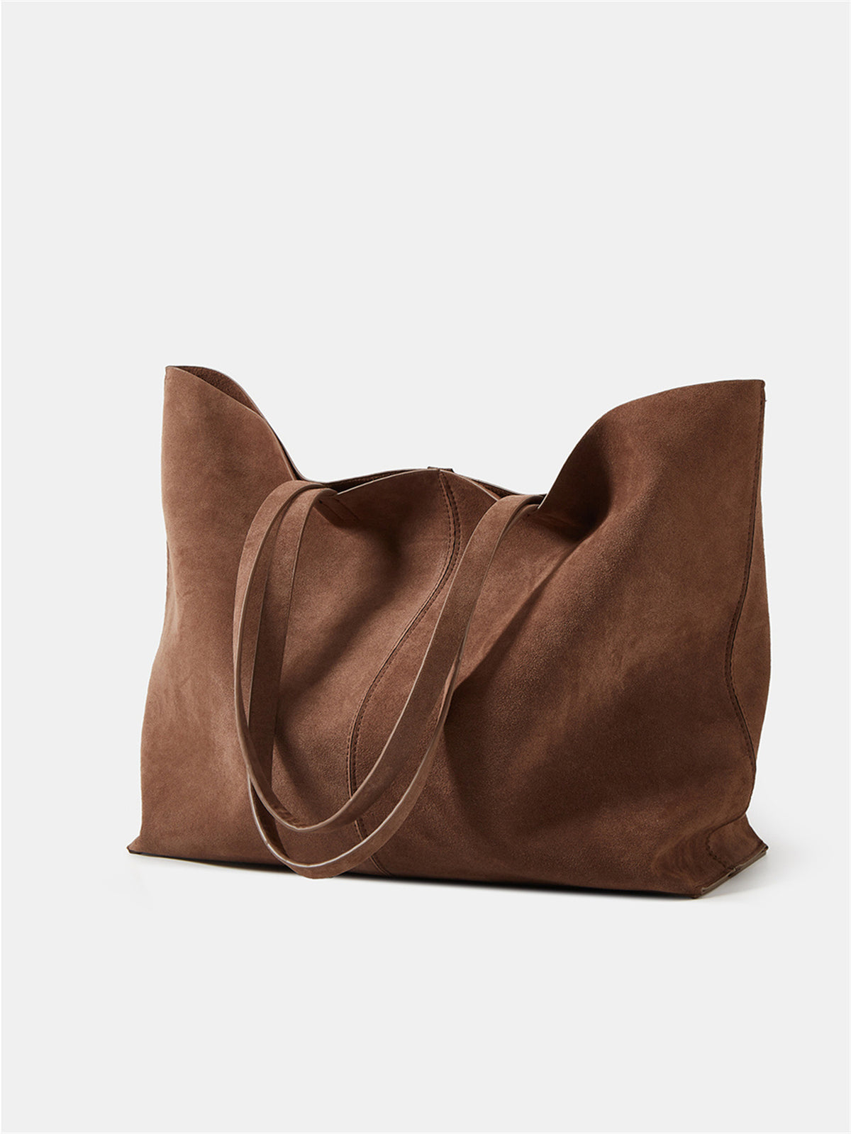 Sandblasted leather single-shoulder tote bag