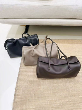 Women's Top-Grain Cowhide Soft Shoulder Bag with Twin Slim Straps