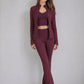 Full length view of the three piece activewear set in one matching tone