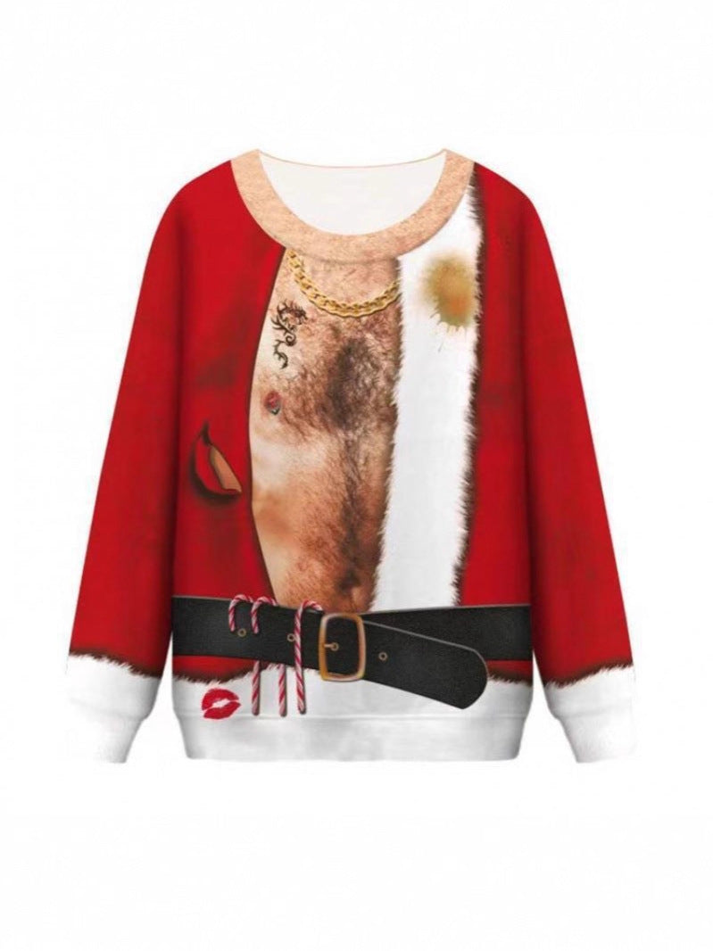 Funny novelty print sweatshirt with a lifelike joke design across the front, back and sleeves