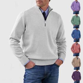 Mens Quarter Zip Acrylic Knit Pullover Sweater