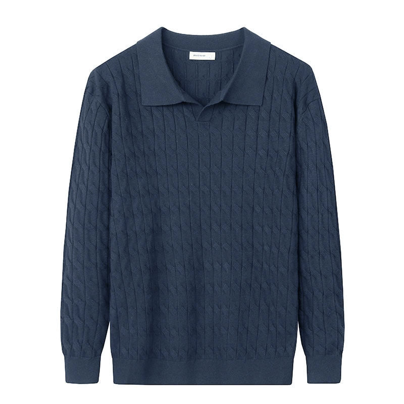 Mens Long Sleeve Polo Knit Sweater