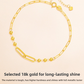 Close up of the faceted geometric gold beads and their cut detail