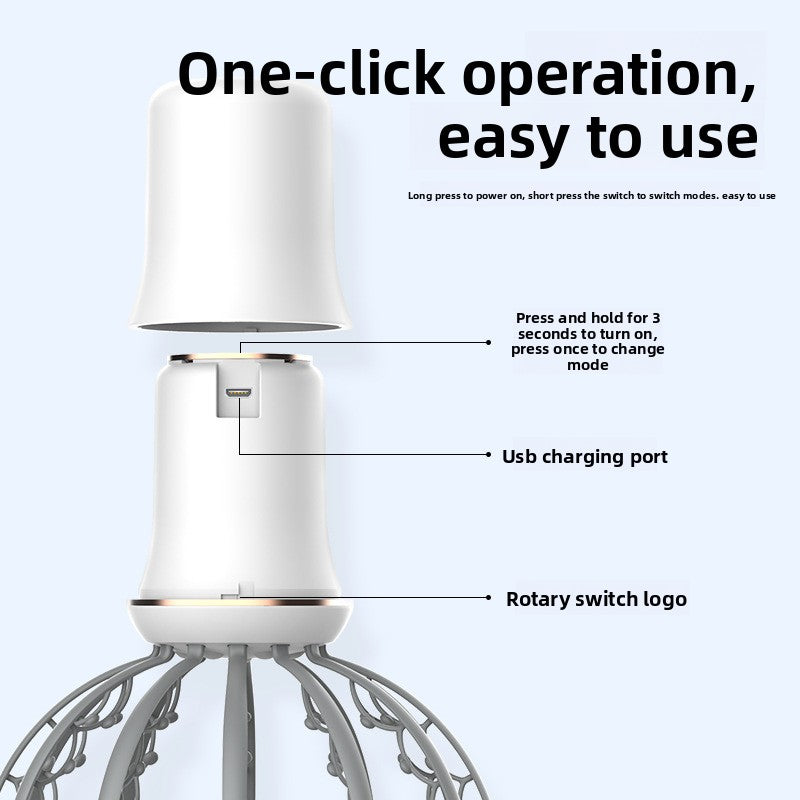 Top view of the scalp massager showing the flexible claw layout