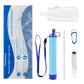 Kit four laid out, straw, tube, carabiner, syringe and the collapsible water bag with its clip