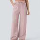 Linen yoga pants with drawstring waist | back view