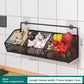 Wall mounted carbon steel wire mesh kitchen storage basket, white finish basket mounted above the counter