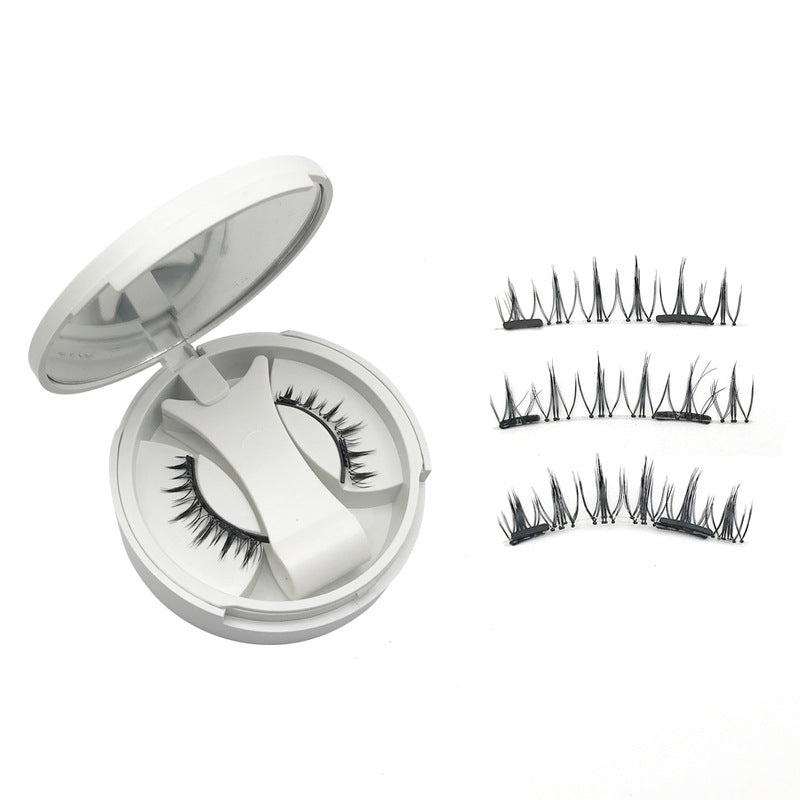 Natural style magnetic false lash strips arranged in a row, product view