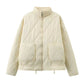 Off-white quilted stand collar jacket flat on white, option Off-White, Regular Fabric, size L