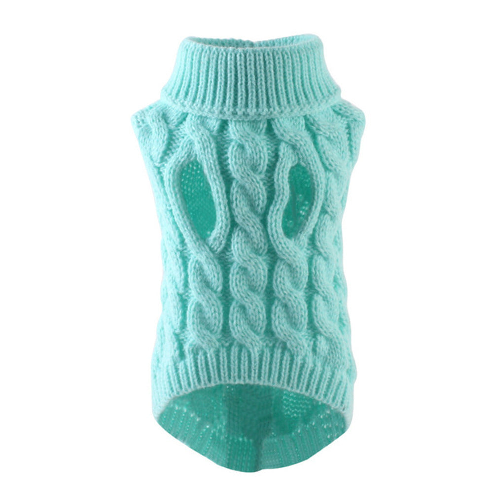 Close view of the twist cable knit stitch on the polyester dog sweater