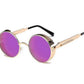Round metal frame sunglasses shown in one of eighteen frame and lens color options