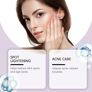 Ouhoe azelaic acid face cream information panel shown with a model