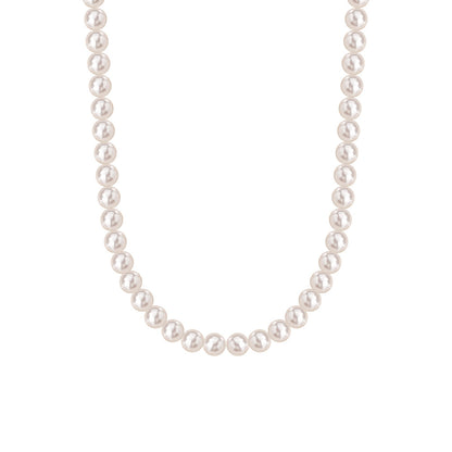 S925 sterling silver round bead necklace worn at the neck as a single point of shine
