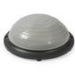 Grey half dome balance trainer photographed from above the rim on a plain white ground