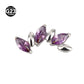 Titanium marquise zircon piercing stud showing the 1.2 mm bar and post length