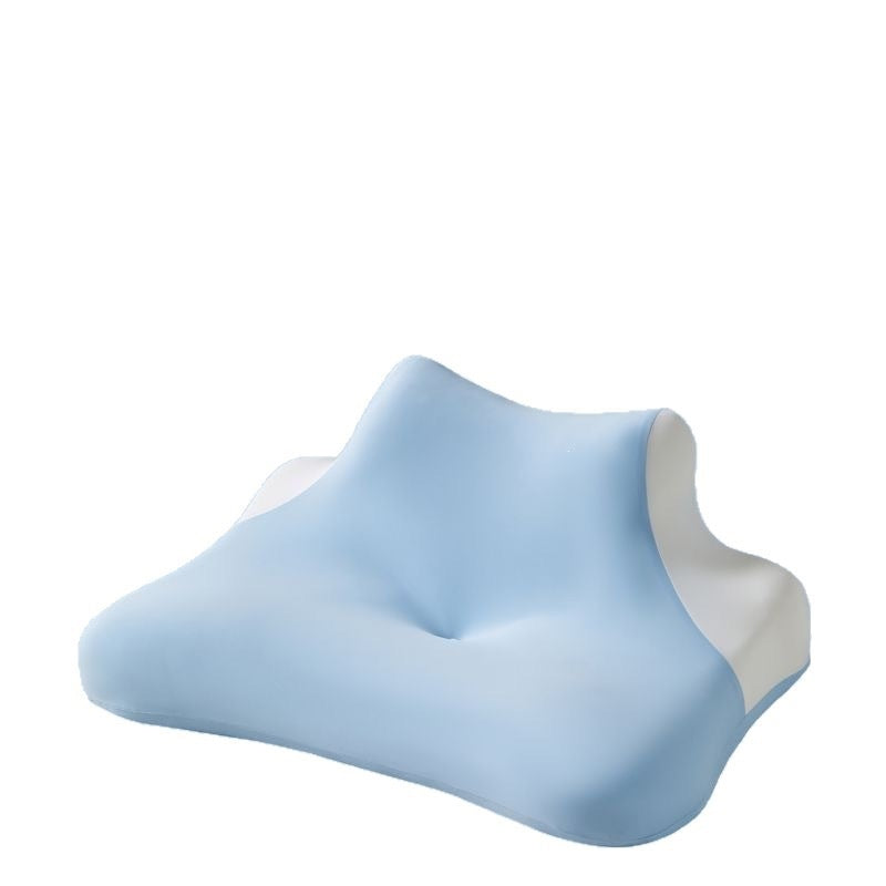 Green contour memory foam sleeping pillow viewed from above