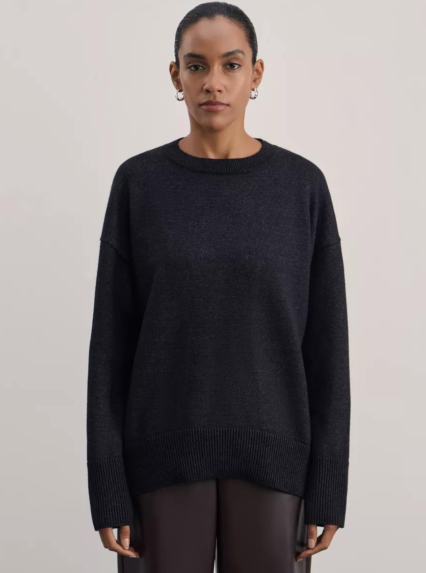Knit pullover sweater shown for scale across sizes S to XL in four colours