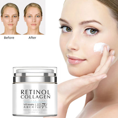 Collagen moisturizing face cream jar front view on a plain surface