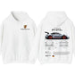 White cotton hoodie, front and back, with crest on the chest and 911 GT3 RS back print, option size 4XL