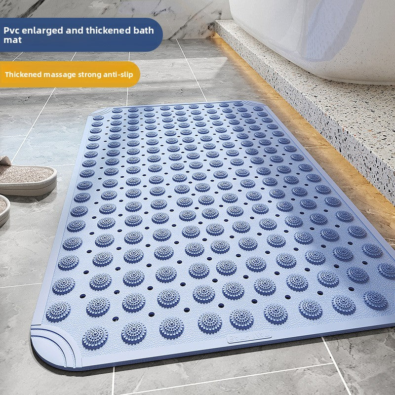 Moulded PVC bath mat shown flat, raised domes in rows with drain holes between them
