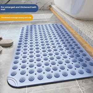 Moulded PVC bath mat shown flat, raised domes in rows with drain holes between them
