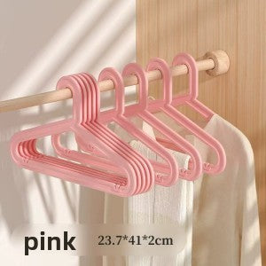 Pink Adult Hanger on a wooden rail beside a white garment, 23.7 x 41 x 2 cm