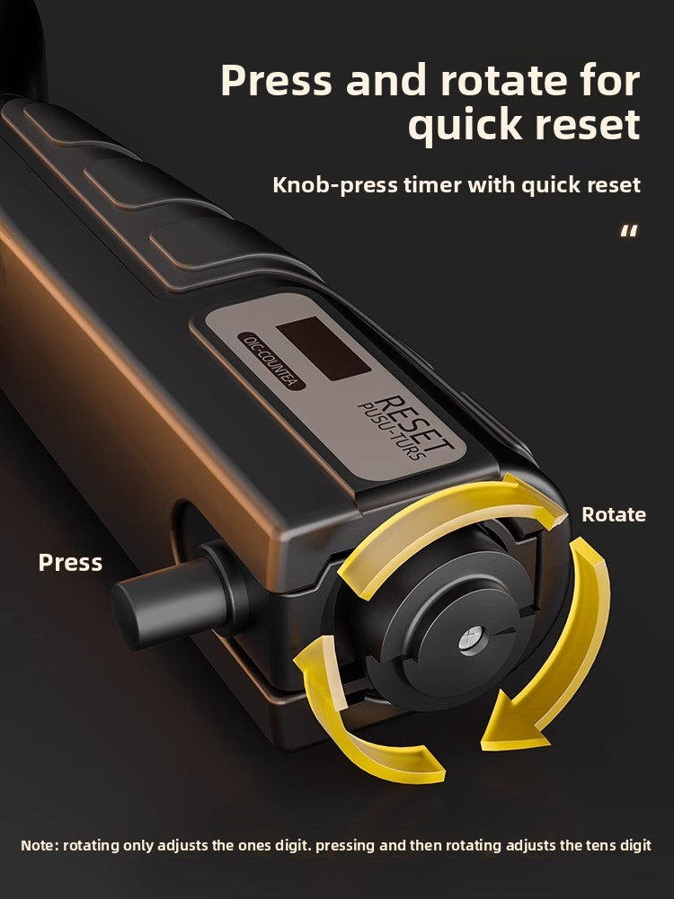 Close view of the grip trainer counter knob showing the press and rotate reset