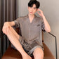 Men's Ice Silk Pajamas Short Sleeve Homewear Set