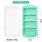 Four compartment silicone tray beside its white lid, 29 cm long, 330 g, option 4 Cavities 29 cm Tray, Mint Green