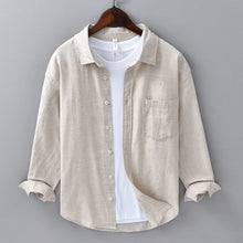 Mens Cotton and Linen Blend Long Sleeve Shirt