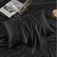 Black satin finish polyester pillowcase, single case, 48 by 74 cm