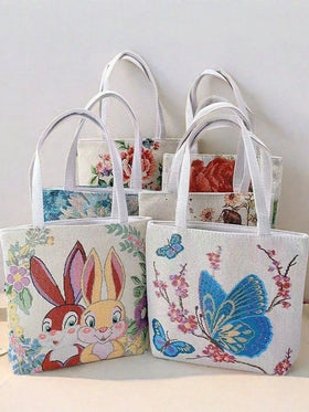 Double-Sided Woven Tapestry Canvas Tote Bag