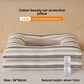 Contoured cotton side sleeper pillow with a hollow ear relief center and neck ridge, brown stripe
