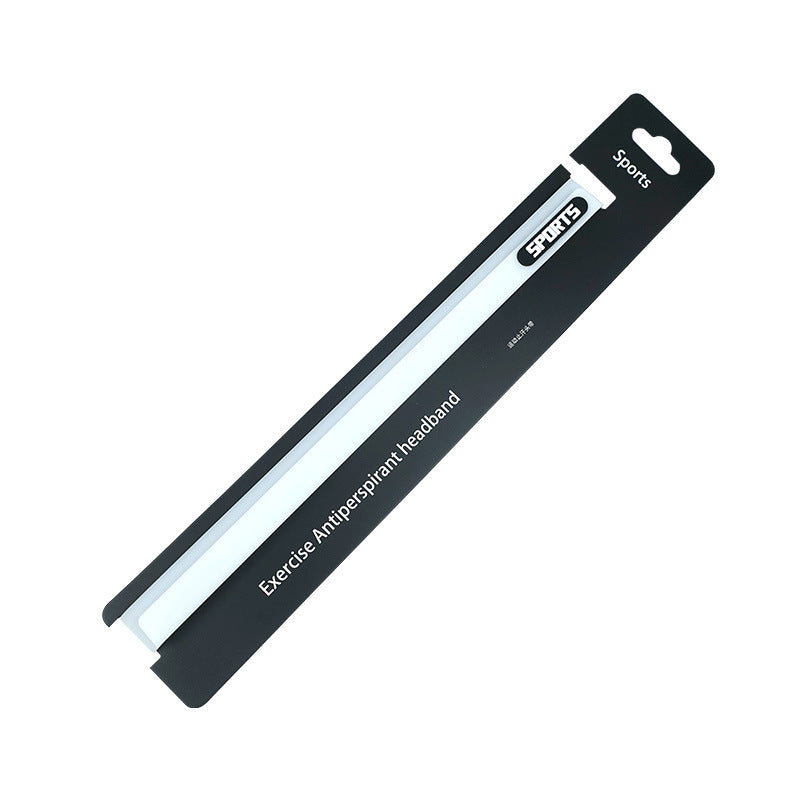 Silicone sports sweatband shown flat to display its thin low profile shape