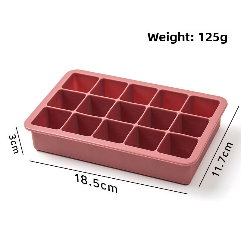 Fifteen cavity cube tray without lid, 18.5 by 11.7 by 3 cm, 125 g, option 15 Cavities Cube Tray, Brick Red