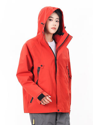 Unisex hooded outdoor shell jacket with detachable fleece liner, full front zip and zip pockets