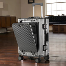 Front Opening Aluminum Frame Luggage Case with USB Pass Through Port