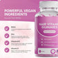 Hair growth gummies bottle shown from the side, 60-gummy biotin supplement
